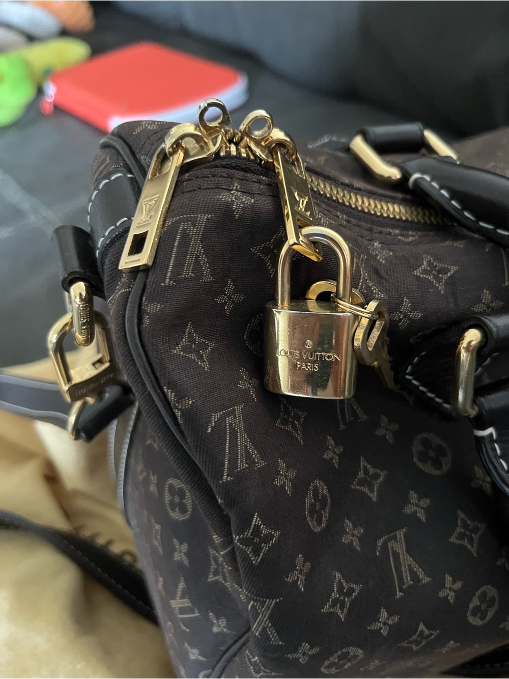 Louis Vuitton Brown Monogram Canvas Tote with Gold Hardware